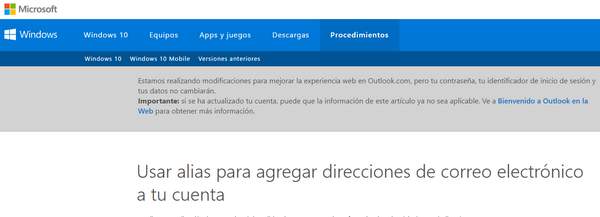 Usa diferentes alias en outlook correo